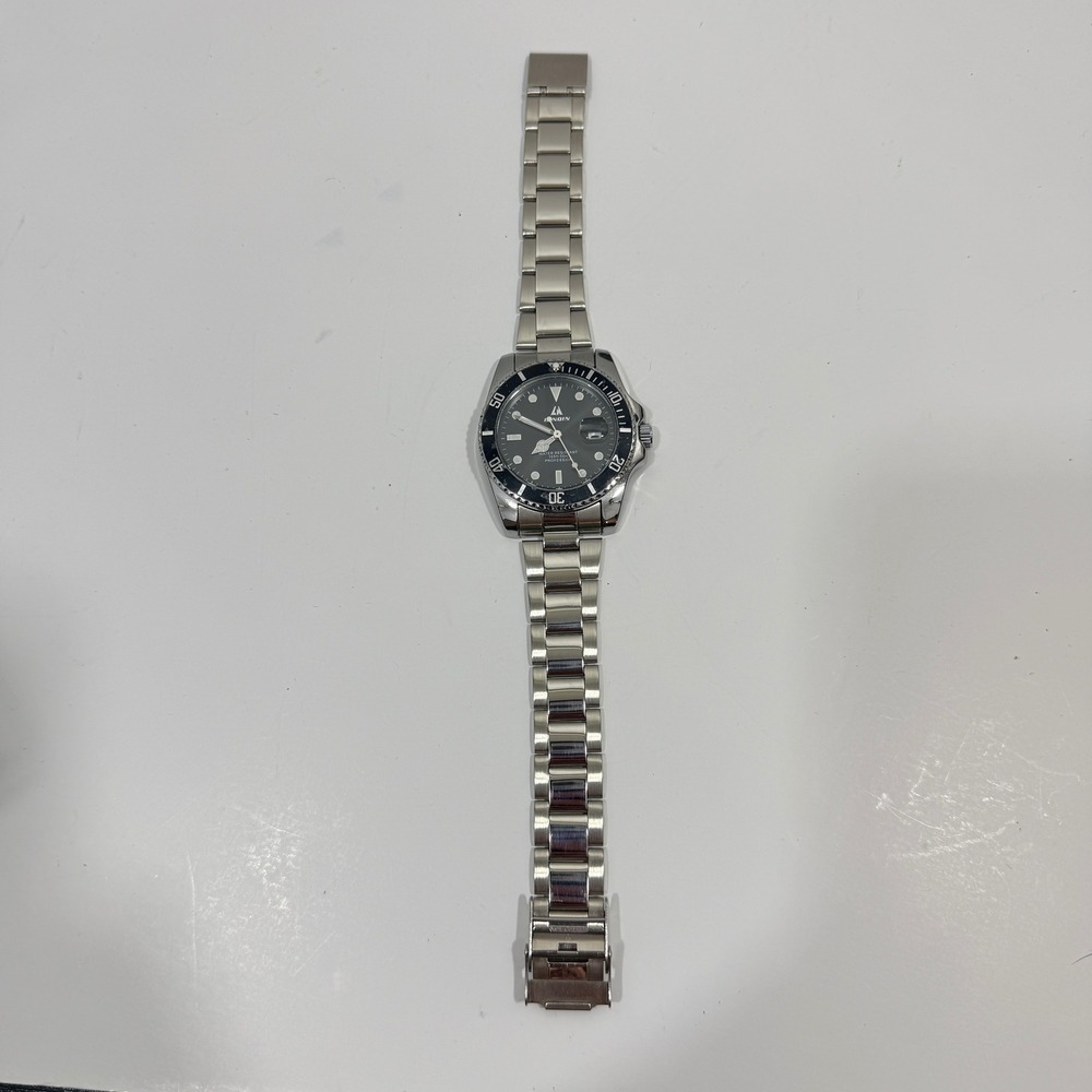 Lengin Wristwatch Mens OS Silver Good Quartz 5ATM Stainless Steel 0341A